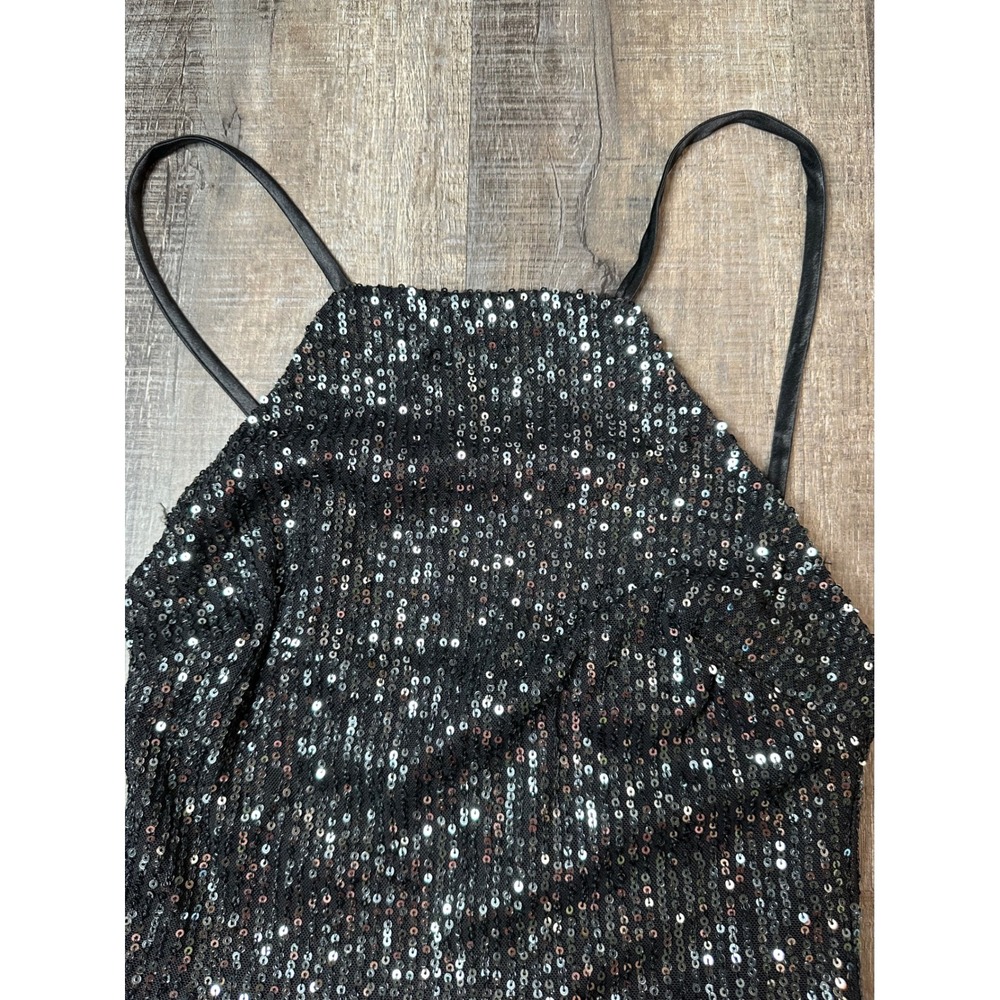 Crystal Sky Womens Black Sequin Jumpsuit Sleeveless Wide Leg Party Evening XS - Picture 2 of 16